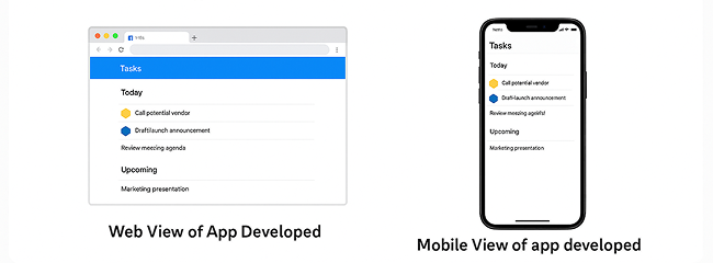 Web View of App Developed